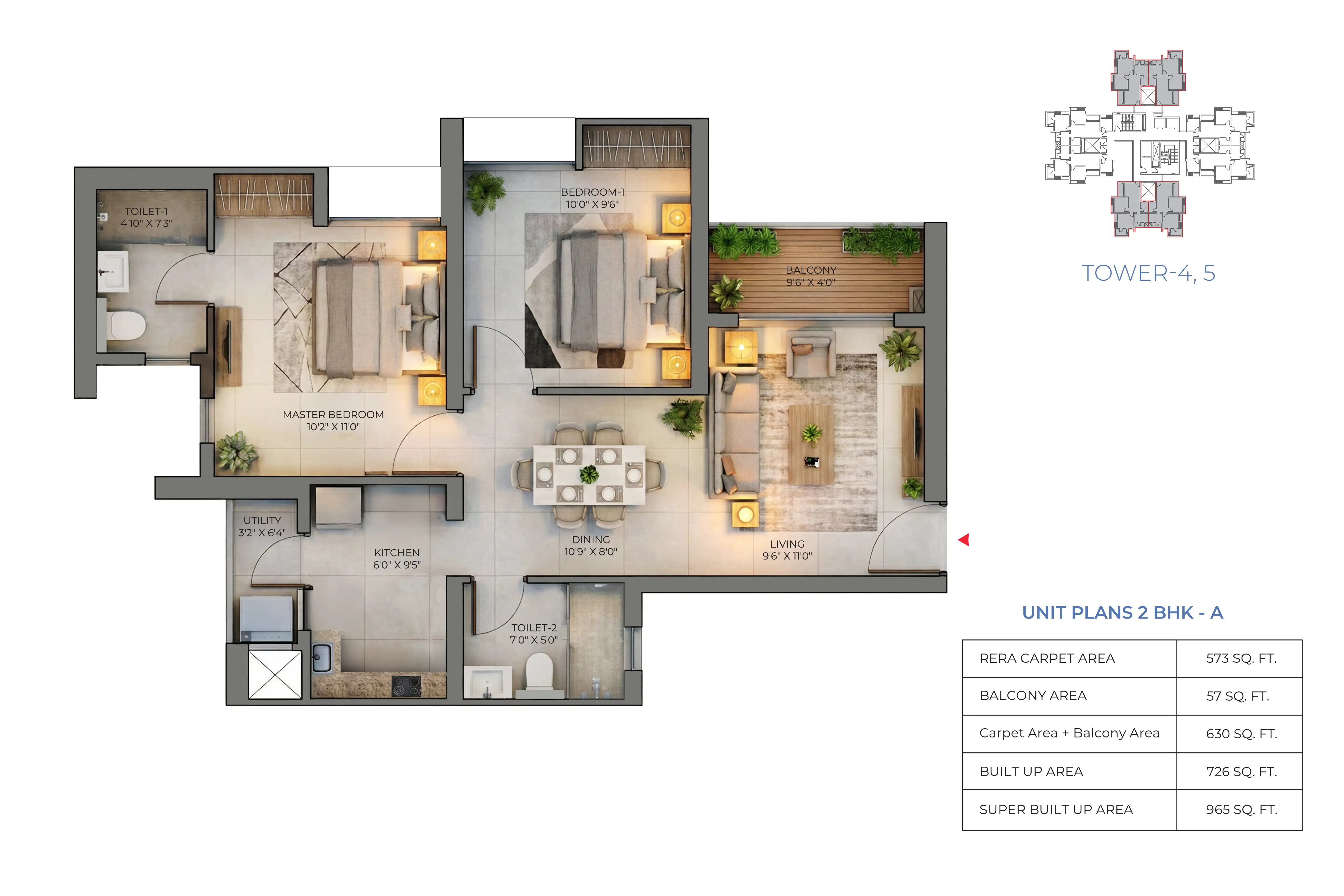 2 BHK floor plan